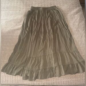 Olive Green Tiered Maxi Skirt